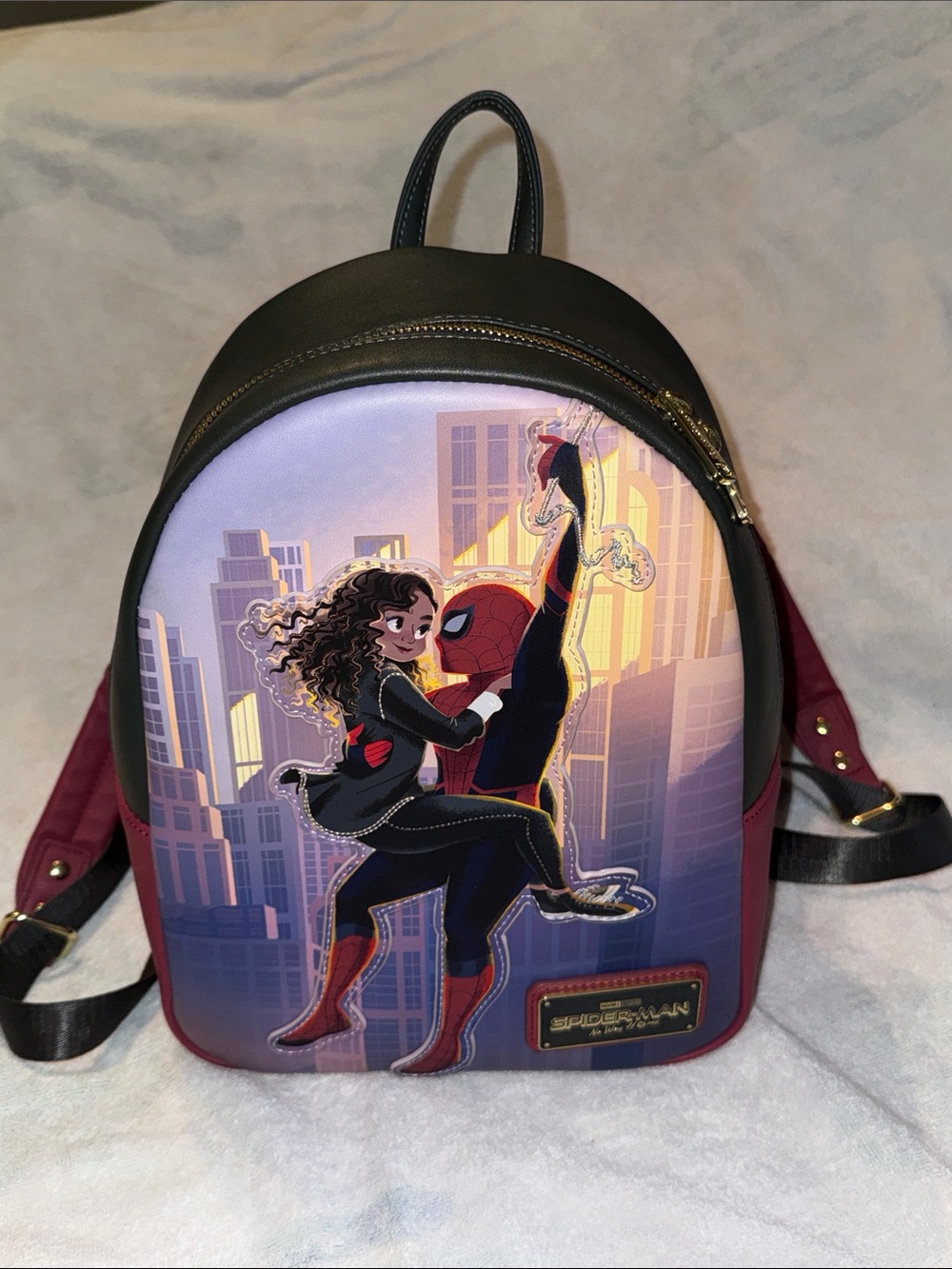 Loungefly Spider-Man Mini Backpack in Black, Maroon and Purple